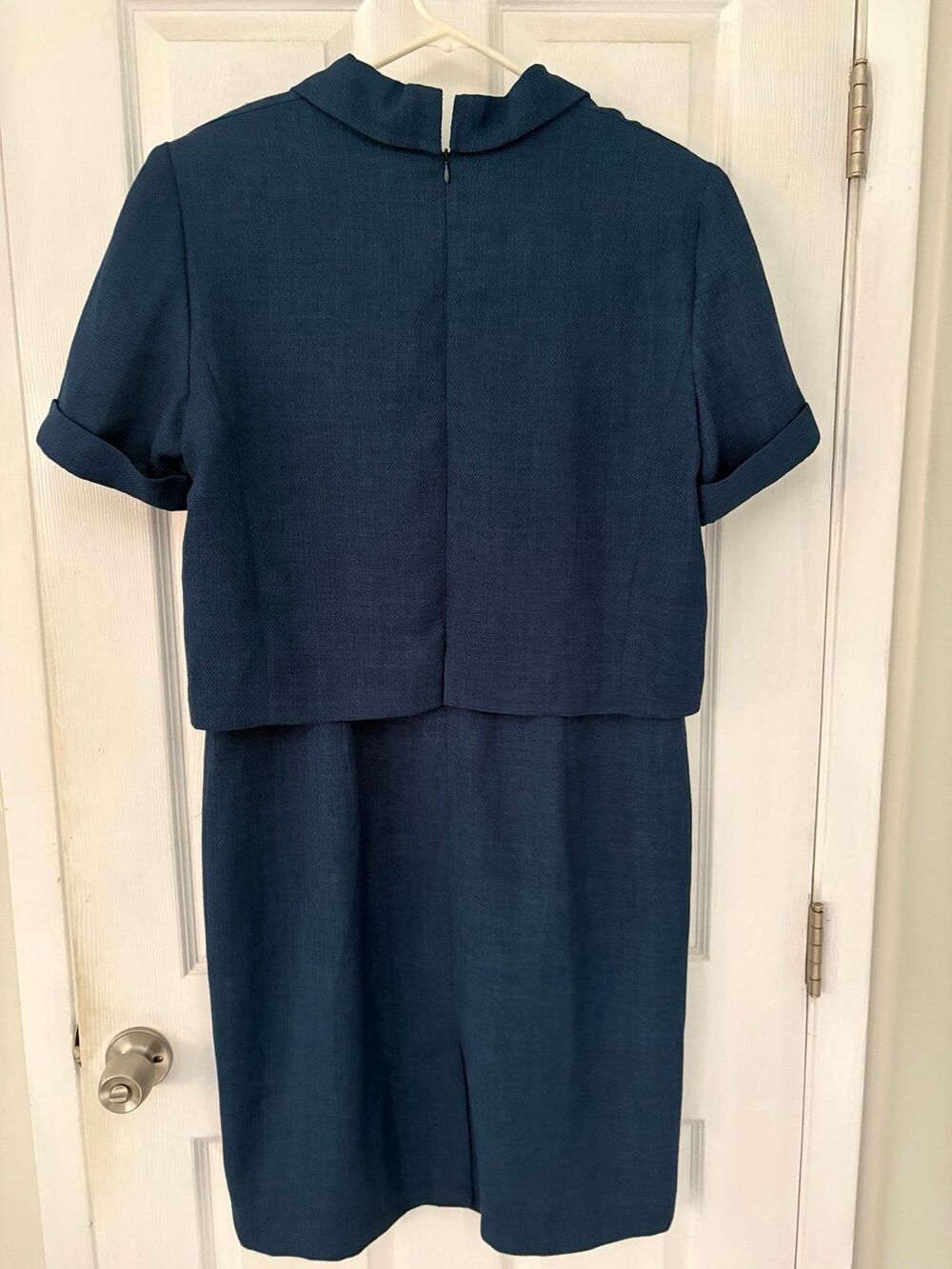 Vintage Navy Blue Jacket Dress Set Size 16 Gold Buttons - Picture 5 of 7